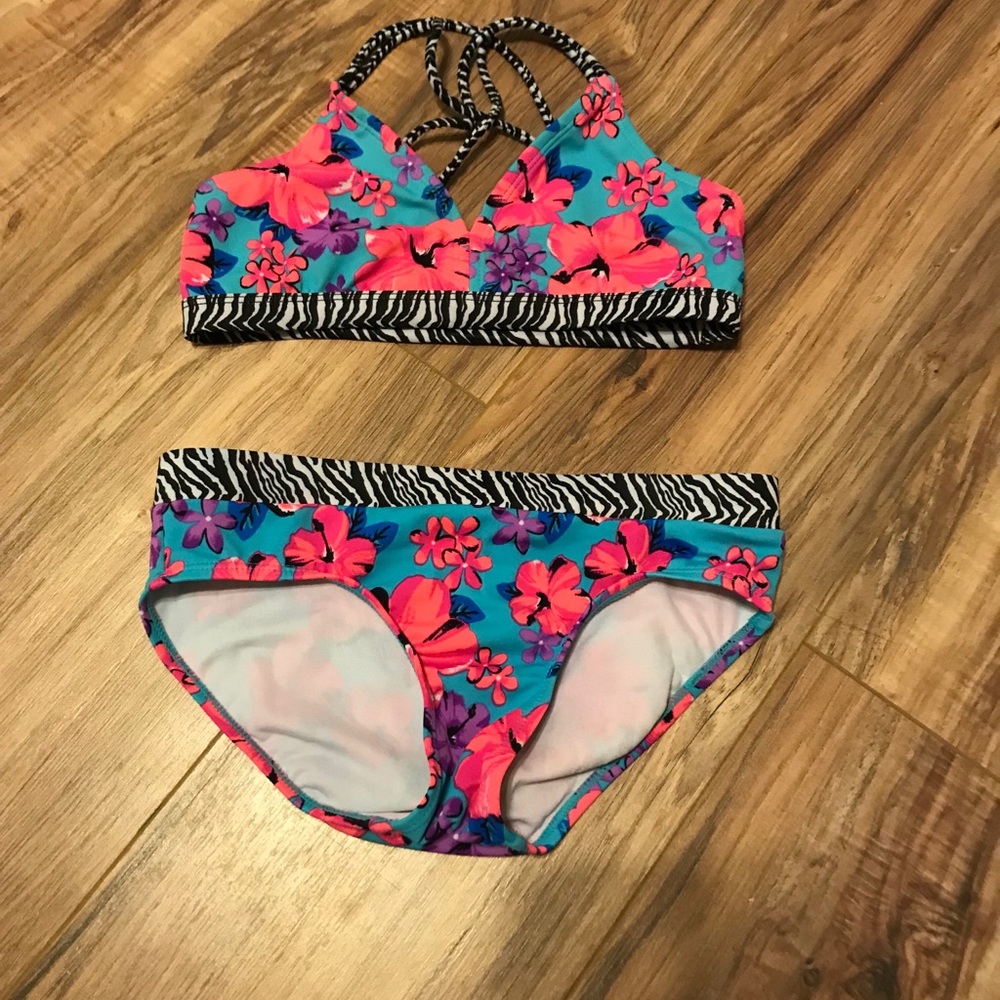 Justice floral bathing suit size girls 10